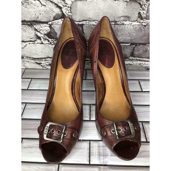 Frye Company Gail Pump Burgundy Rust Distressed Stiletto Heels Women Sz 9M US/40 - Picture 4 of 16